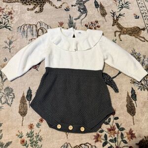 White and Gray Baby Romper with Button Accents 18 months90